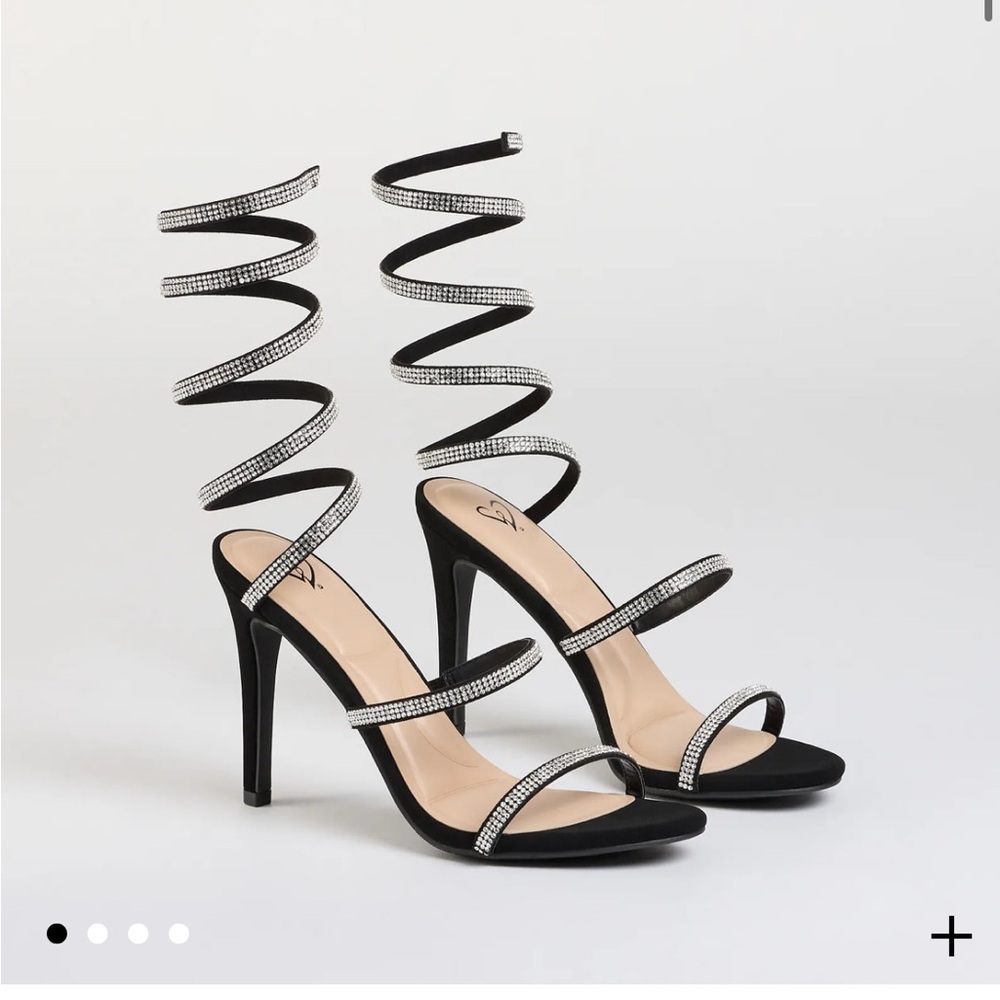 Black Spiral Strap Heels